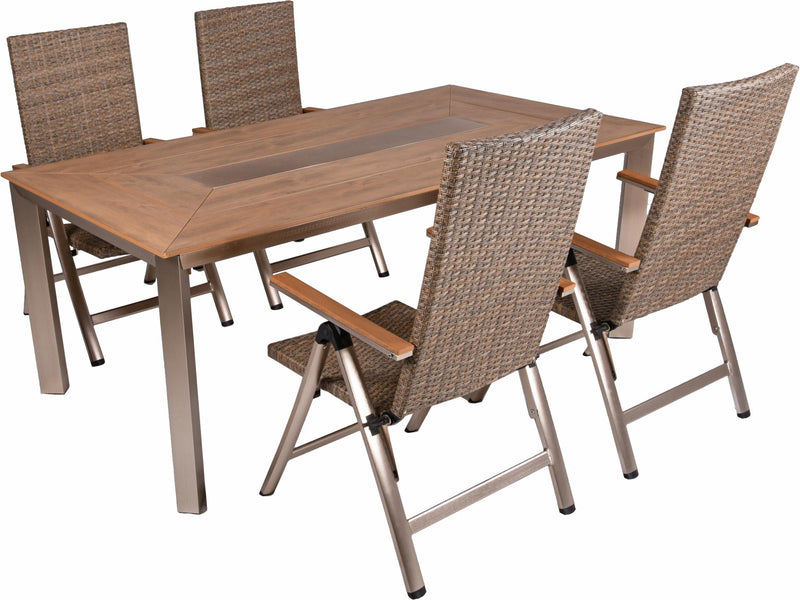 Garten Tischgruppe FLORENCE 5-tlg. mit Tisch und 4 × Hochlehner