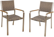 Stapelstuhl FLORENCE 2er Set Alu champagner Kunststoffgeflecht braun