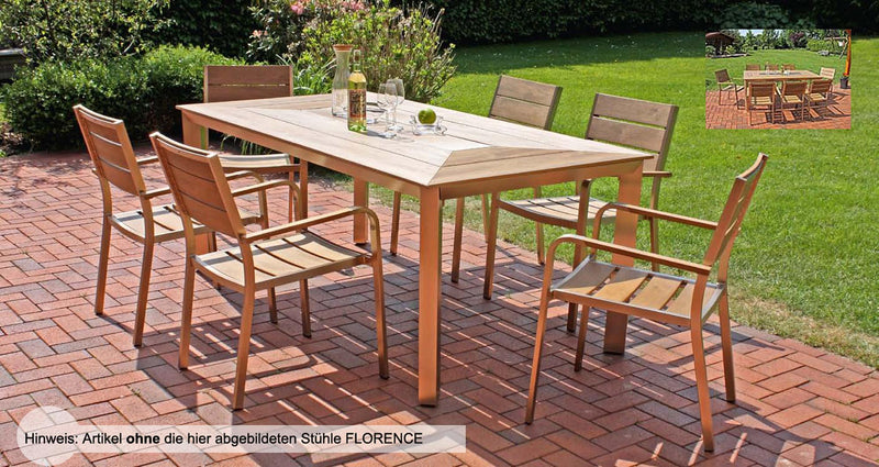 Stapelstuhl FLORENCE 2er Set Aluminium champagner Non-Wood Teak-Optik