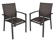 Stapelstuhl Gartenstuhl ELENA 2er Set Aluminium dunkelgrau