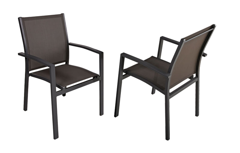 Stapelstuhl Gartenstuhl ELENA 2er Set Aluminium dunkelgrau