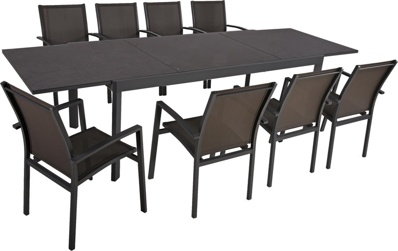 Stapelstuhl Gartenstuhl ELENA 2er Set Aluminium dunkelgrau