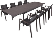 Garten Tischgruppe NEREA 9-tlg. Ausziehtisch und 8 × Stapelstuhl SOPHIA