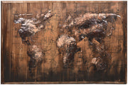 Wandbild Wanddekoration 3D Metallbild Weltkarte 120 x 80 cm