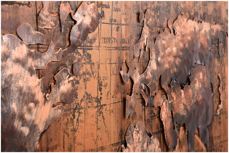 Wandbild Wanddekoration 3D Metallbild Weltkarte 120 x 80 cm