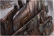 Wandbild Wanddekoration 3D Metallbild Dampflok 140 x 70 cm