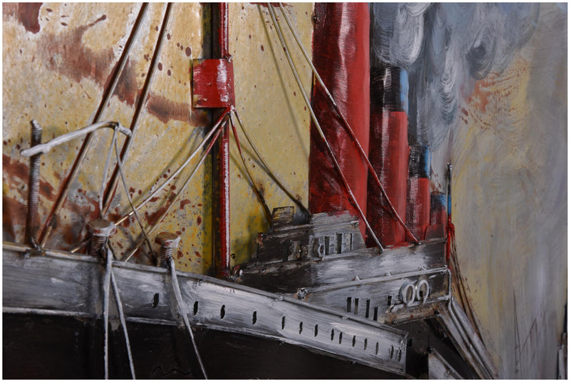 Wandbild Wanddekoration 3D Metallbild Schiff 120 x 80 cm