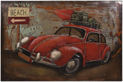 Wandbild Wanddekoration 3D Metallbild roter Käfer Gepäck 120 x 80 cm