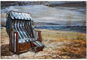 Wandbild Wanddekoration 3D Metallbild Strandkorb 120 x 80 cm