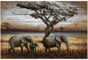 Wandbild Wanddekoration 3D Metallbild Elefanten 120 x 80 cm