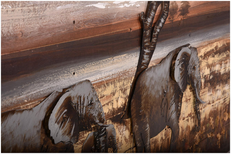 Wandbild Wanddekoration 3D Metallbild Elefanten 120 x 80 cm