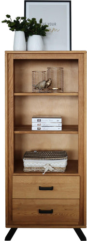 Regal BERN 139 cm 2 Schubläden - Wildeiche Massivholz geölt
