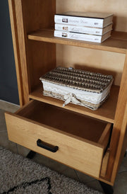 Regal BERN 139 cm 2 Schubläden - Wildeiche Massivholz geölt