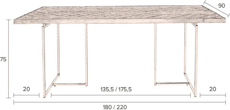 Esstisch CLASS BLACK mit Fischgrät Platte 220 x 90 cm von DutchBone