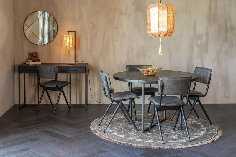 Esstisch CLASS BLACK mit Fischgrät Platte rund Ø 120 cm von DutchBone