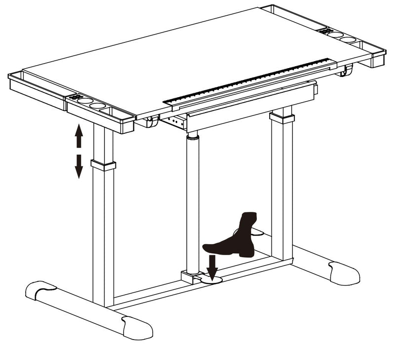 Schülerschreibtisch LIFT Höhe und Neigung verstellbar mit Schublade