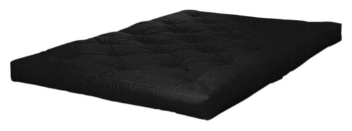 Matratze Futon DOUBLE LATEX Natural / Black in schwarzer Farbe, Gesamtansicht von oben mit gesteppter Oberfläche.