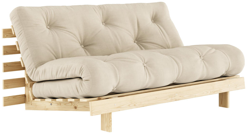 Schlafsofa ROOTS 160 cm Polster BEIGE Klappsofa Gestell Kiefer
