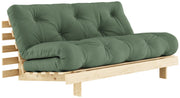Schlafsofa ROOTS 160 cm Polster OLIVE GREEN Klappgestell Kiefer
