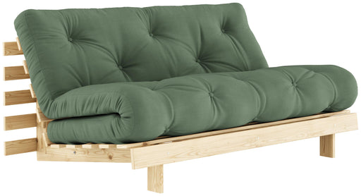 Schlafsofa ROOTS 160 cm Polster OLIVE GREEN Klappgestell Kiefer