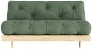 Schlafsofa ROOTS 160 cm Polster OLIVE GREEN Klappgestell Kiefer