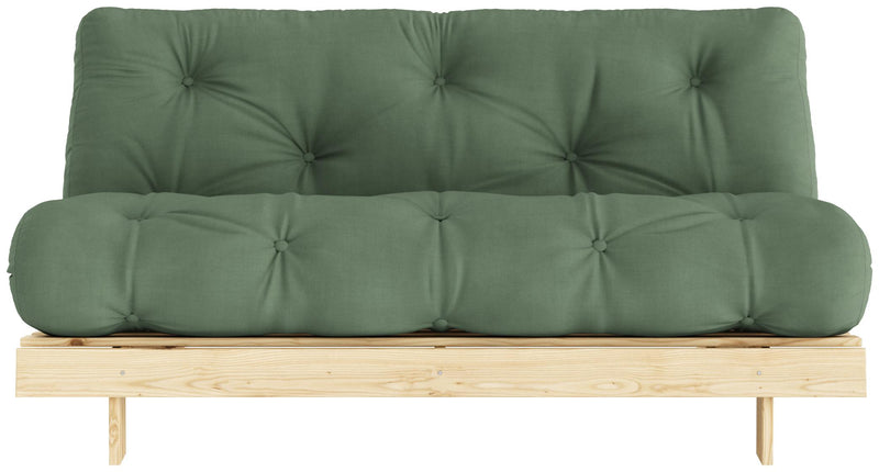 Schlafsofa ROOTS 160 cm Polster OLIVE GREEN Klappgestell Kiefer