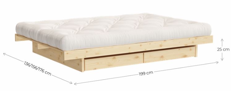 Massivholzbett Futonbett KANSO Kiefer natur in 5 Größen von Karup