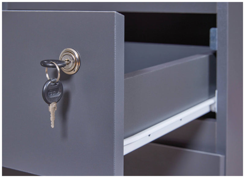 Rollcontainer FILE GUARD Schublade Tür abschließbar Grau von Interlink