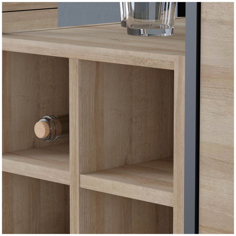 Highboard Regal HIGH ROCK 3-trg mit Regal Riviera Eiche Optik /Schwarz