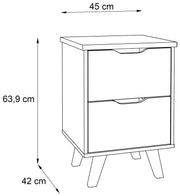 Nachtkommode Nachttisch VANKKA 2 Schubladen in Plankeneiche / Weiß