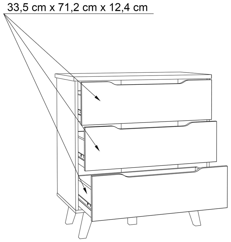 Schubladenkommode VANKKA Kommode mit 3 Schubladen Plankeneiche / Weiß