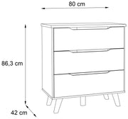Schubladenkommode VANKKA Kommode mit 3 Schubladen Plankeneiche / Weiß
