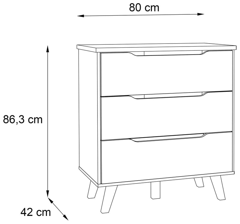Schubladenkommode VANKKA Kommode mit 3 Schubladen Plankeneiche / Weiß