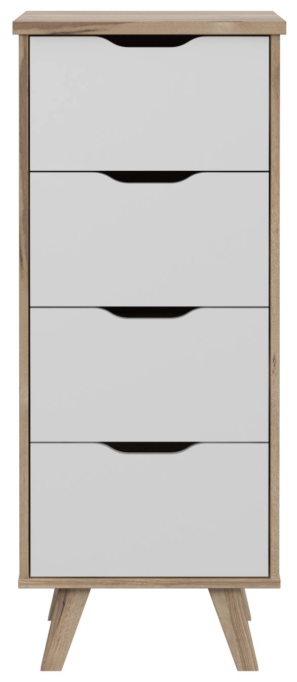 Schubladenkommode VANKKA Kommode mit 4 Schubladen Plankeneiche / Weiß