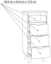 Schubladenkommode VANKKA Kommode mit 4 Schubladen Plankeneiche / Weiß