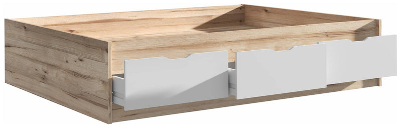 Stauraumbett Bett VANKKA 140 x 190 cm Optik Plankeneiche / Weiß Forte
