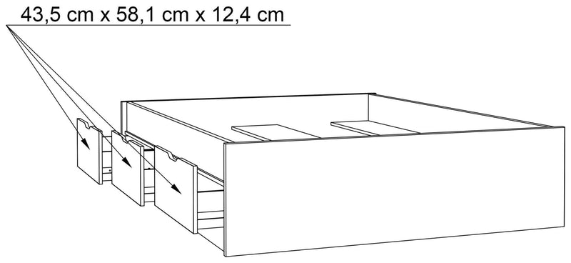 Stauraumbett Bett VANKKA 140 x 190 cm Optik Plankeneiche / Weiß Forte