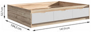 Stauraumbett Bett VANKKA 140 x 190 cm Optik Plankeneiche / Weiß Forte