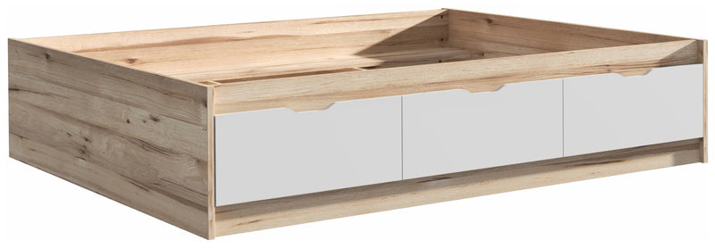 Stauraumbett Bett VANKKA 140 x 190 cm Optik Plankeneiche / Weiß Forte