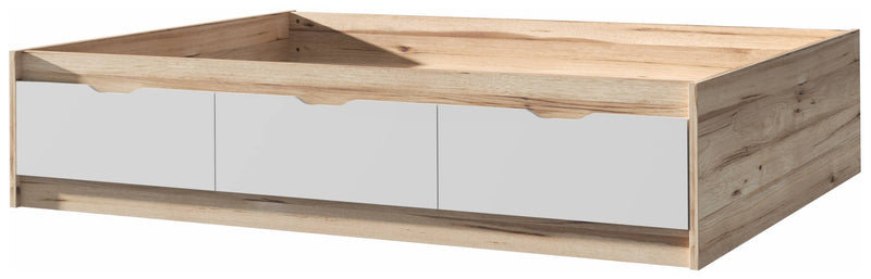 Stauraumbett Bett VANKKA 140 x 190 cm Optik Plankeneiche / Weiß Forte