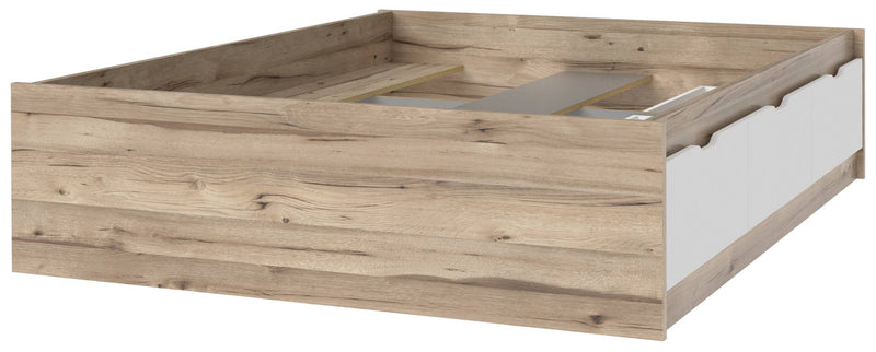 Stauraumbett Bett VANKKA 140 x 190 cm Optik Plankeneiche / Weiß Forte