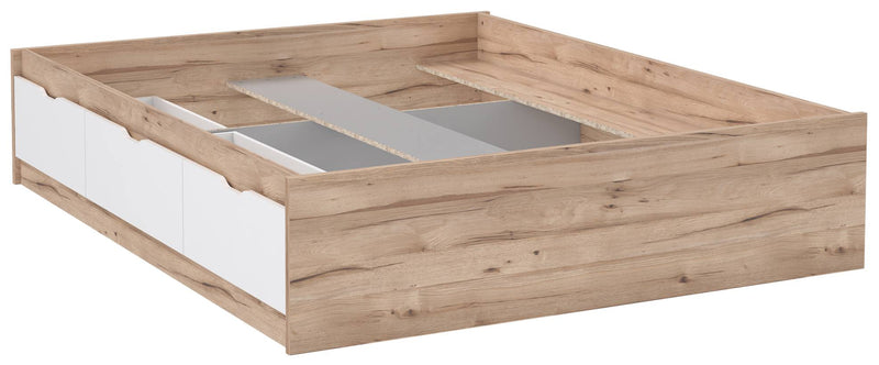 Funktionsbett Bett VANKKA 160 x 200 Optik Plankeneiche / Weiß Forte