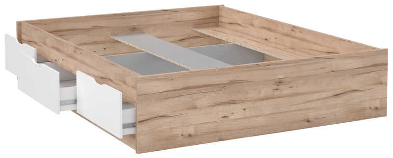 Funktionsbett Bett VANKKA 160 x 200 Optik Plankeneiche / Weiß Forte
