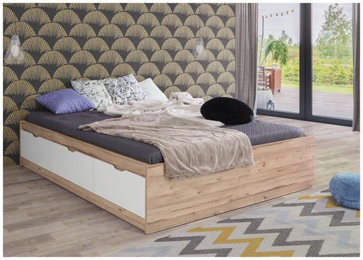 Funktionsbett Bett VANKKA 160 x 200 Optik Plankeneiche / Weiß Forte