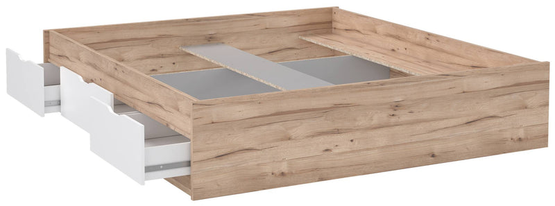 Doppelbett Funktionsbett VANKKA 180 cm Optik Plankeneiche / Weiß Forte