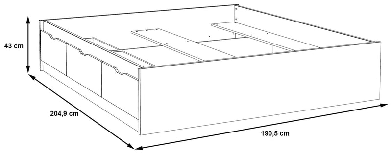 Doppelbett Funktionsbett VANKKA 180 cm Optik Plankeneiche / Weiß Forte