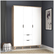 Kleiderschrank VANKKA Drehtürenschrank Optik Plankeneiche / Weiß Forte