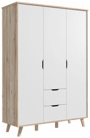 Kleiderschrank VANKKA Drehtürenschrank Optik Plankeneiche / Weiß Forte