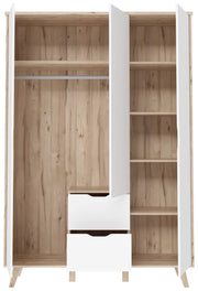 Kleiderschrank VANKKA Drehtürenschrank Optik Plankeneiche / Weiß Forte