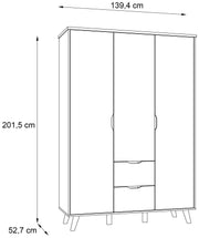 Kleiderschrank VANKKA Drehtürenschrank Optik Plankeneiche / Weiß Forte